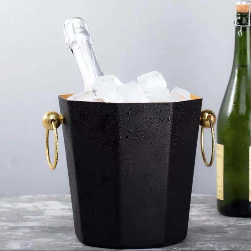 

ZISIZ Octagonal Black Gold Champagne Ice Bucket