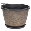 Flower Pots with Drainage Holes 12 Inch Thickened for Outdoor Indoor Plastic Leaf-Pattern Texture Deep Containers Flowers Planter Hole & Saucer,