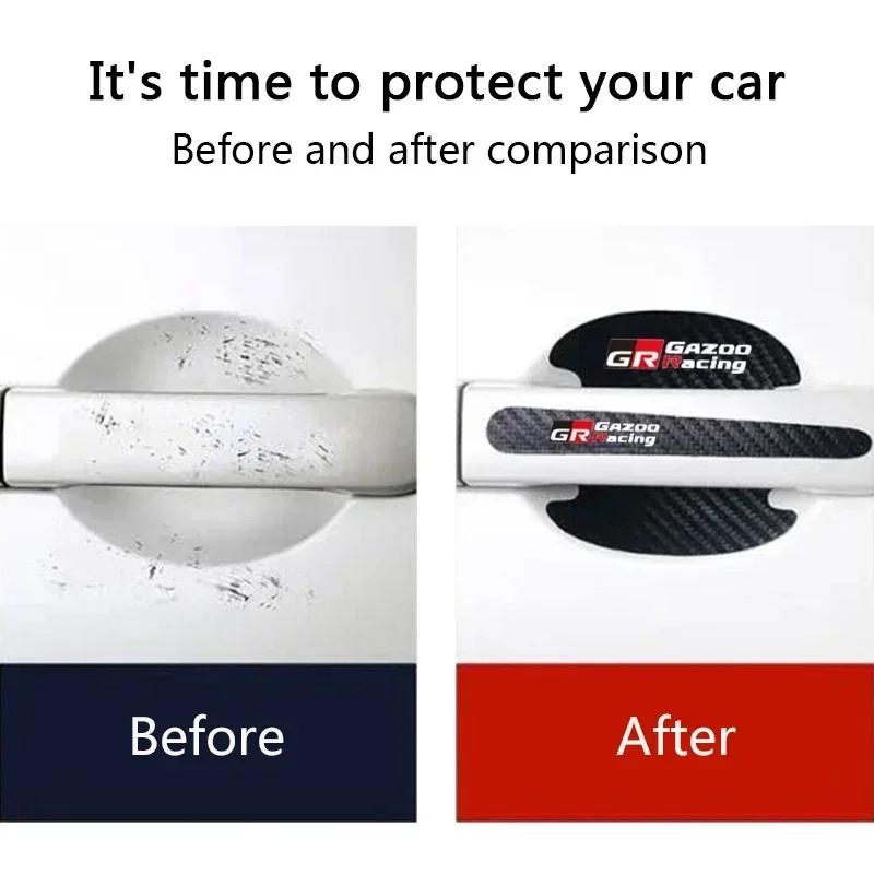 Car Anti Scratch Stickers For S0 GR Gazoo Sport Racing Door Handle Carbon Fiber Protector Handle Protection Film Accessorie JH0