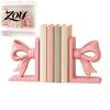 Creative Book Stopper 2Pcs/Set 3D Printed Pink Bow Bookends for Shelves, Decorative L-Shaped Stoppers Home Heavy Duty Plastic Ends Office Desktop