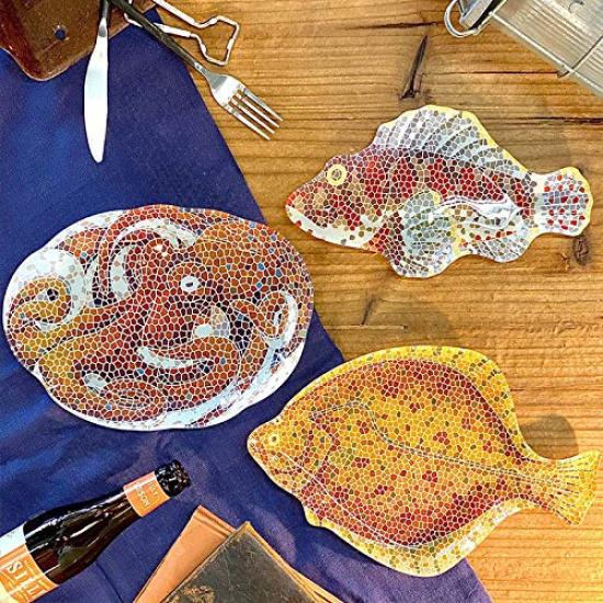 Dulton Glass Fishery Plate, Octopus, K20-0133