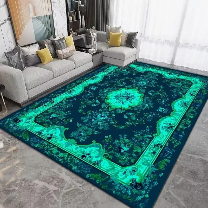 Luxury Persian Retro Carpets for Living Room Green Decoration Large Area Rugs for Bedroom Big Size Soft Customizable Floor Mats
