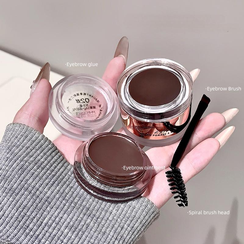 2-in-1 L Brow Pomade & Gel Natural Long-lasting Easy-to-apply Waterproof Eyebrow Cream Create Three-dimensional Eyebrows