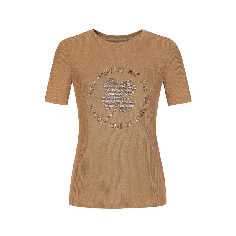 JZ Jiuzi Simple Multi-Color Bead Glutinous Rice T-Shirt Top