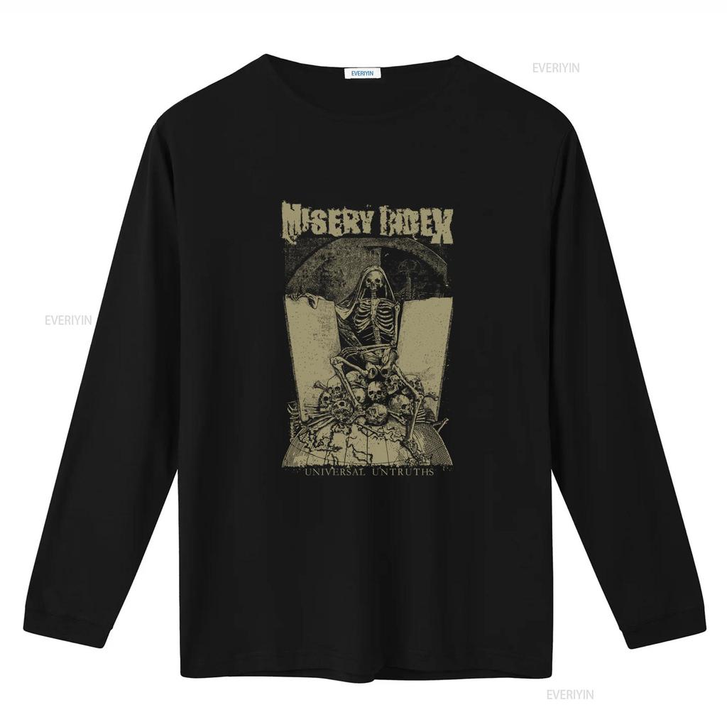 Misery Index Maglietta Verità Universali Nera Uomo S 5XL Design Teschio Scheletro Top Lavato Vintage Per l'Uso Quotidiano graphic