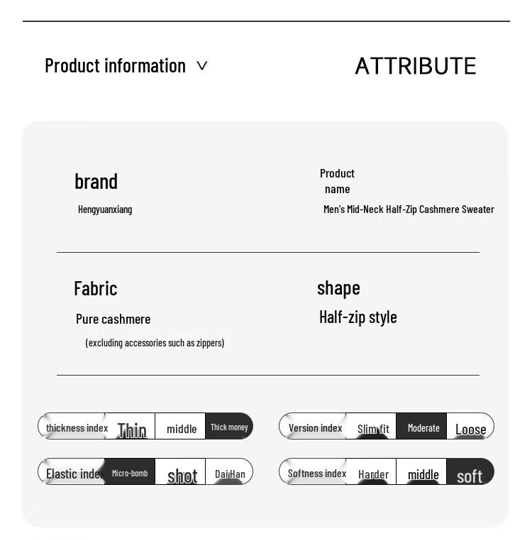 Hengyuanxiang Men's Pure Cashmere Mock Neck Sweater