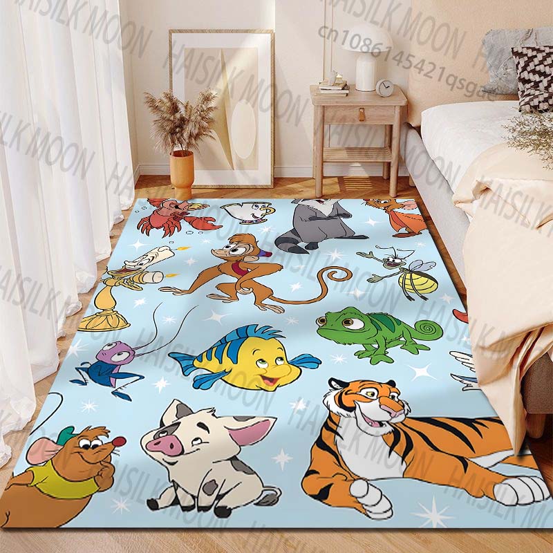 Multiple Sizes Disney Princess Pets Print Carpet for Living Room Bedroom Kid's Room Home Decor Area Rug Sofa Cloakroom Play Mat