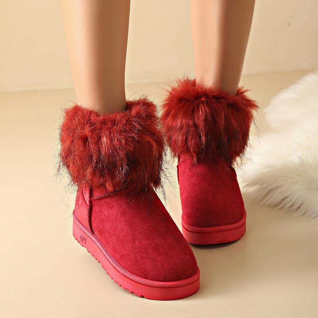 Womens Snow Boots Big Red Ankle Booties Shoes for Women Stripper Sexy Pole High Quality Plush Gyaru Large Size Warm Y2k Cosplay