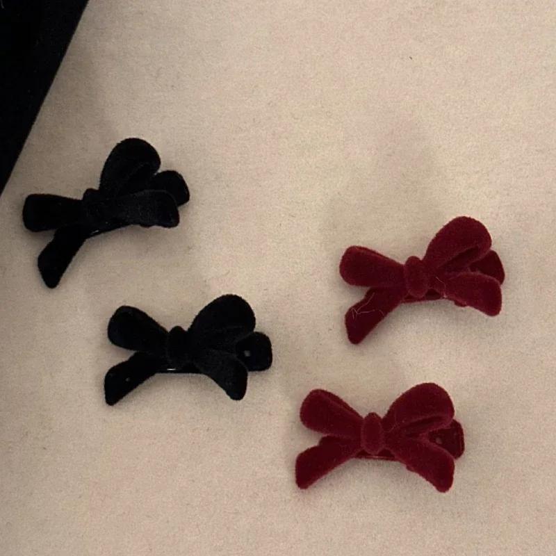 Mini Red Velvet Bow Hair Clips Little Girls Sweet Candy Color Velvet Small Bow Knot Hairpins Hairgrips Barrette Hair Accessories
