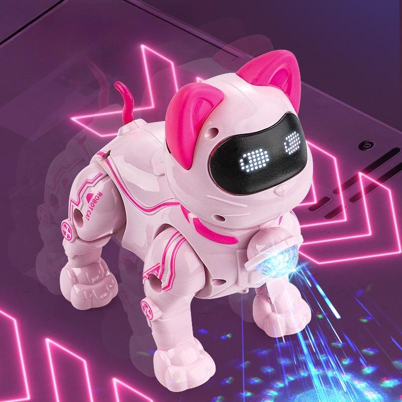 1 יחידה חתול רובוט חשמלי לילדים עם אור ומוזיקה הולך ושר רצועה צעצוע לחיות מחמד