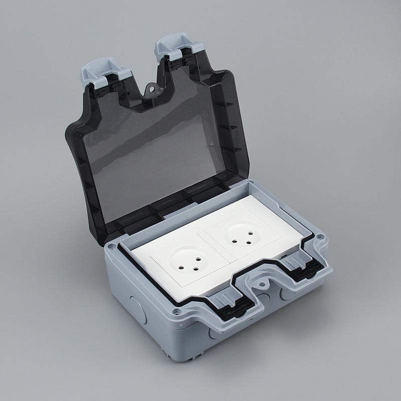 Israel Standard IP66 Waterproof Outdoor Socket, 3-Hole Double 86 Type & 146 Type Plug, Surface-Mounted Rainproof Socket