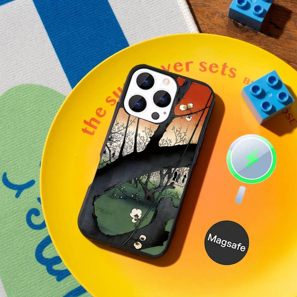 Japan Style Ukiyo-e Art Phone Case For iPhone 17,16,15,14,13,12,11,Pro,Max,Plus,Mini,SE4,E Magnetic Magsafe Wireless Charging