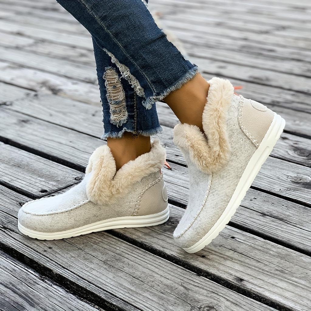Women's Winter Furry Slip-Resistant Platform Sneakers/Boots - Thick Platform Height Increase