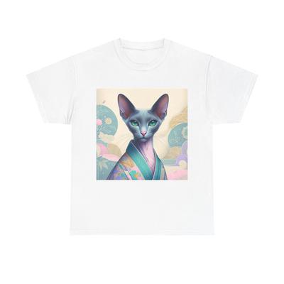 Unisex T-Shirt für Erwachsene Königliche Katzenmalerei Elegantes Blumenkleid