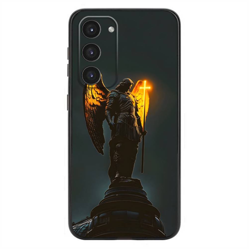 Archangel Michael Cross Phone Case For Samsung Galaxy A20,21s,22,31,32,52,53,72,73,80,91 Soft Liquid Silicone Black Cover