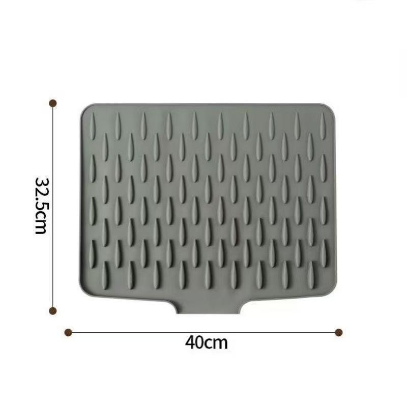 Silicone Dish Drying Mat for Kitchen Non-Slip Slope Drain Mat Heat-insulating Pot Pads Tableware Fruit Drain Mats Kitchen Tool