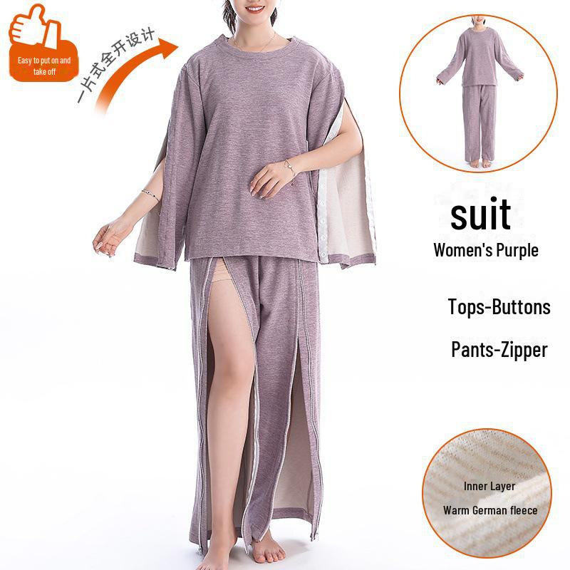 Set Pigiama e Vestaglia in Velluto Tedesco per Anziani: Abbigliamento Post-Chirurgico per Autunno e Inverno