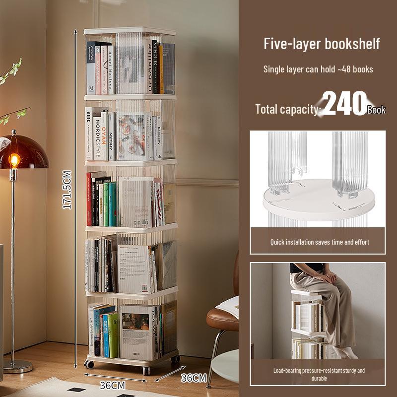 360° Rotating Children's Bookshelf - Large Capacity Multi-Layer Floor-Standing Storage for Living Room