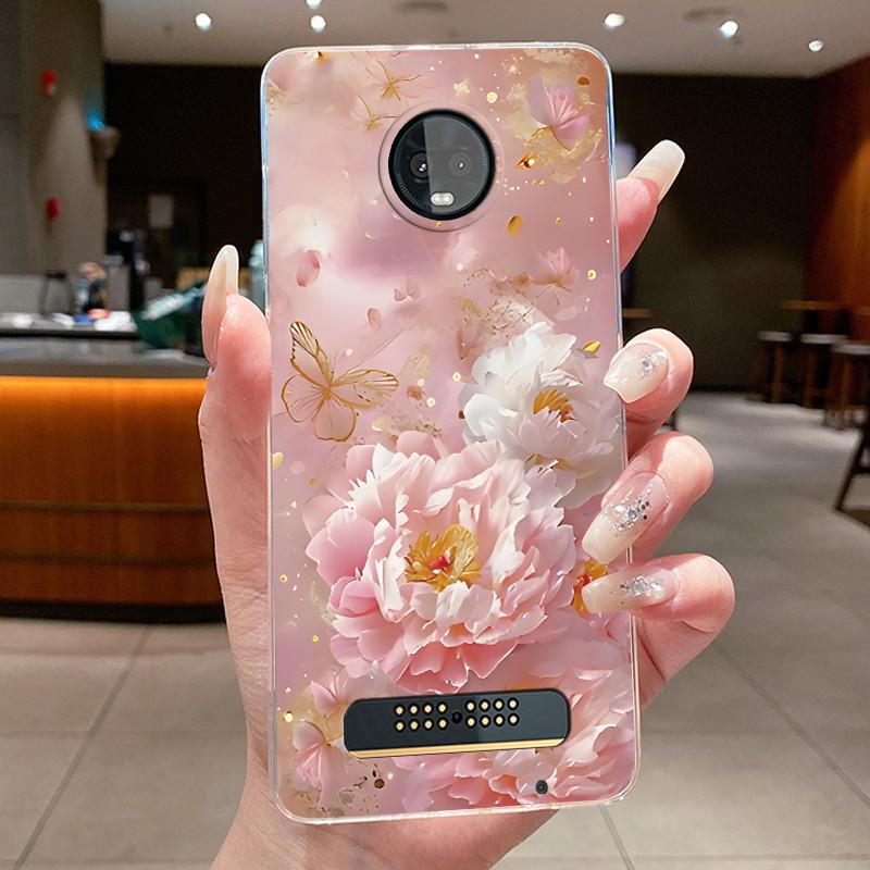 For Motorola Moto Z3 Play Case Clear Luxury Fashion Butterfly Flower Soft Silicone Phone Cover for Moto Z3 Play Transparent Case
