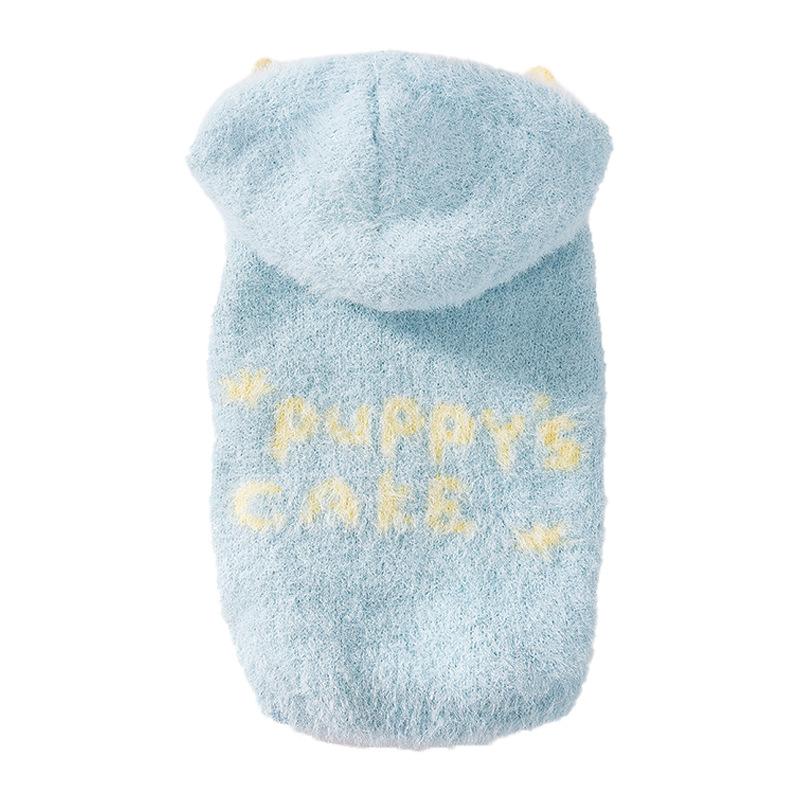 ins wind puppy dog sweater autumn and winter warm imitation mink hooded teddy bear small dog pet cat clothes
