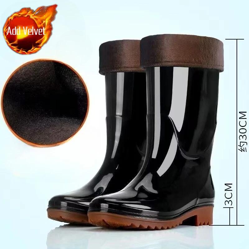 Chef Kitchen Oxfords Winter Fleece-lined Short Men's Rain Boots Warm Cheap High Quality Outdoor Comfortable Rainy Day Male Shoes