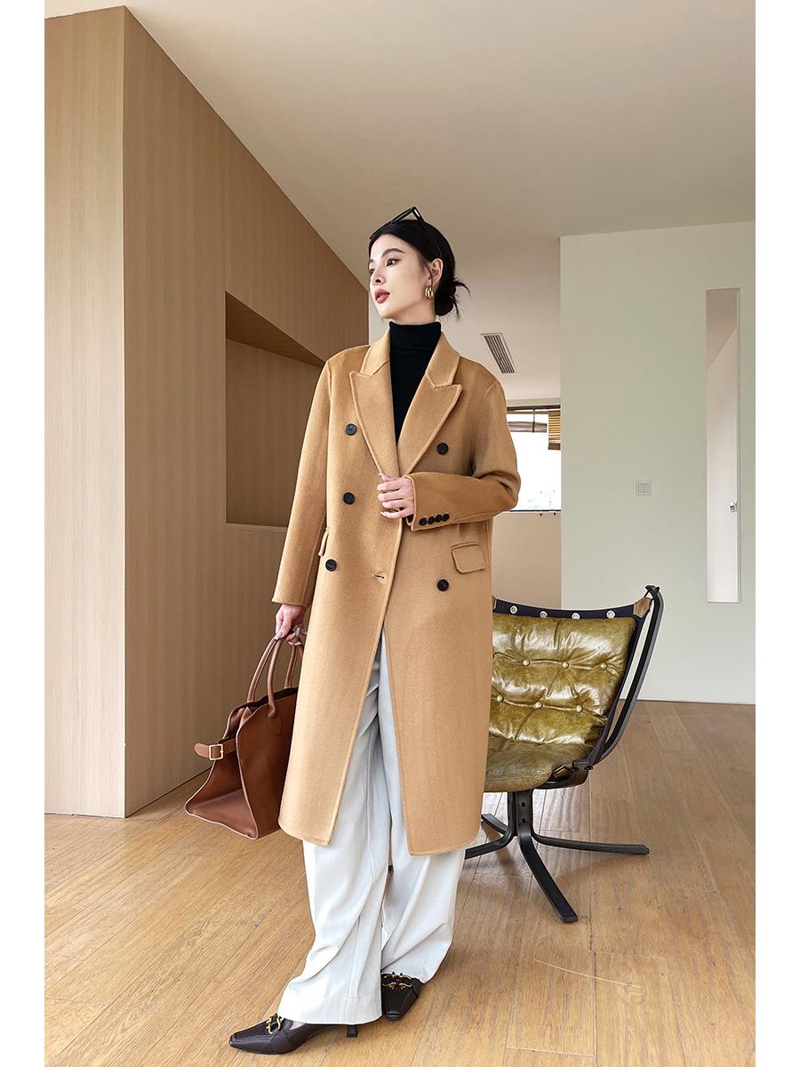 

Хаки Шерстяное Пальто Миди для Миниатюрных Женщин - Корейский Стиль на Осень/Зиму Large