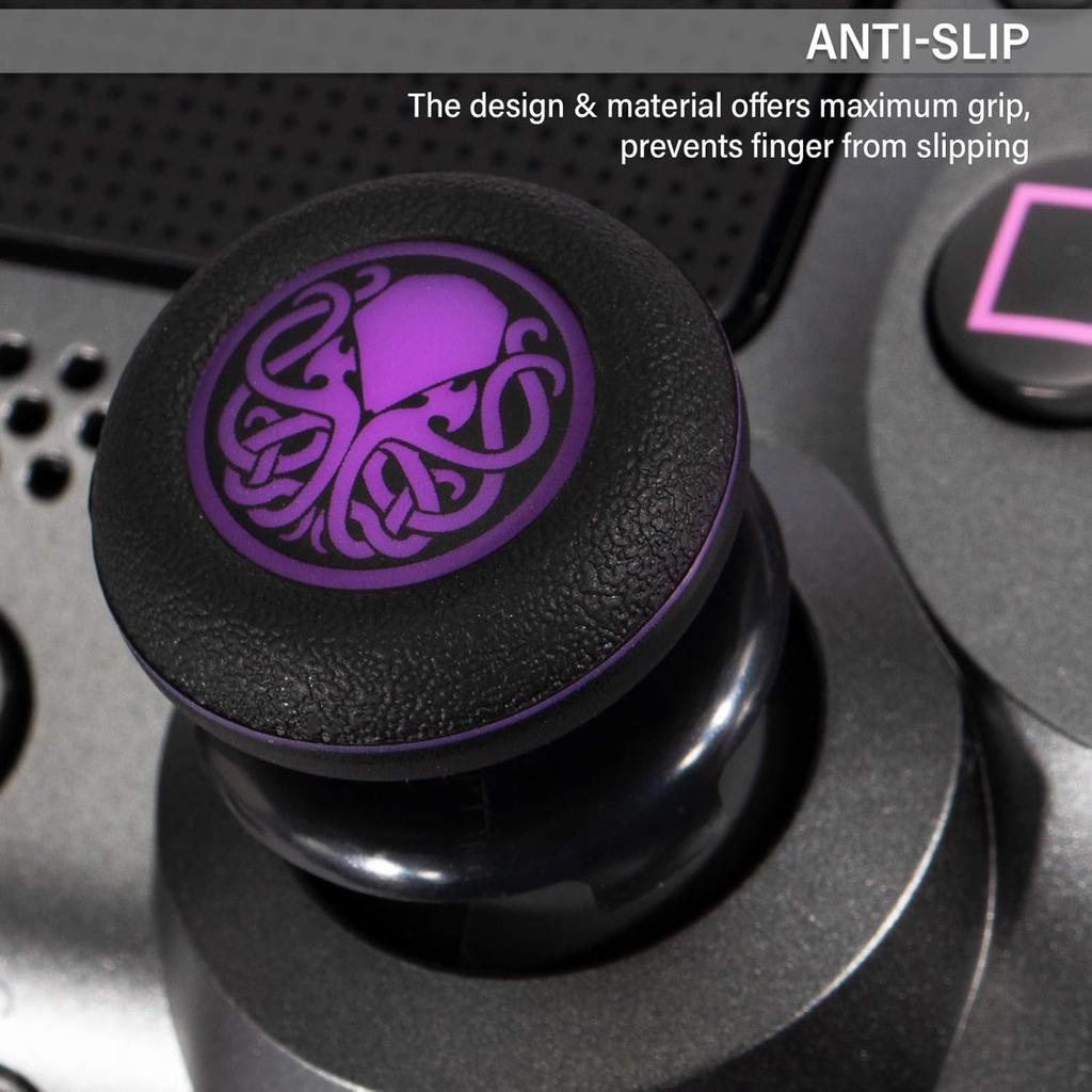 FPS Thumbstick Extender & Printing Rubber Silicone Grip Cover 2 Sets for PS5 Dualsenese & PS4 Controller (Cthulhu Secret)