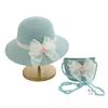 Girls' Lace Bow Sun Protection Straw Hat – Summer Outdoor Beach Bucket Hat