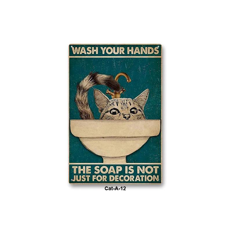 Metal Tin Sign Vintage Anime Animal Black Cat Poster Shabby Wall Plate Signs Crafts Garage Home Decor Plaques Tinplate Painting