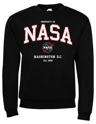 nasa letter painting printed color block round neck long sleeve sweatshirt