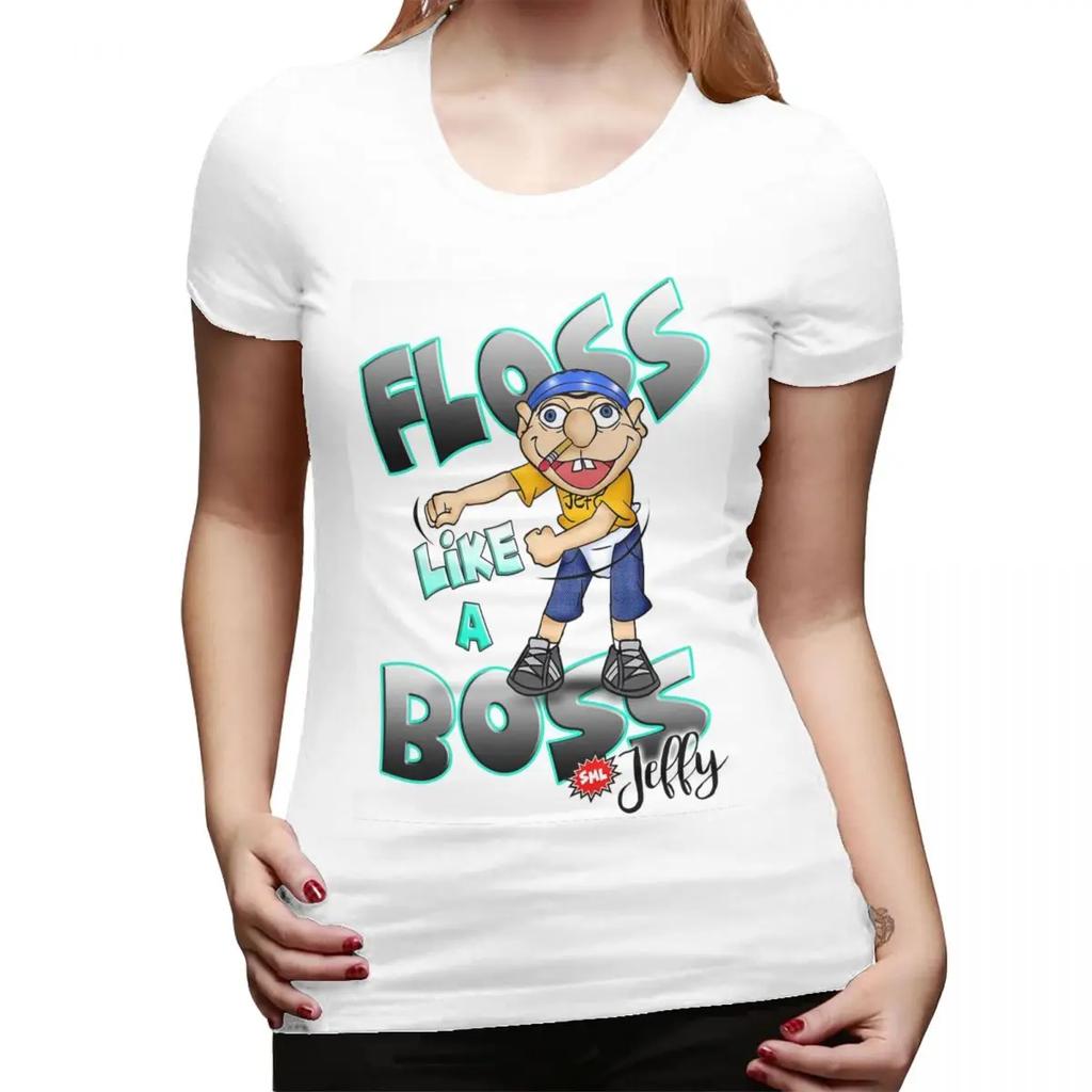 Jeffy Floss Like A Boss SML TShirt for Women Crew Neck Streetwear T Shirts Womens Short Sleeve Summer Clothes Tops