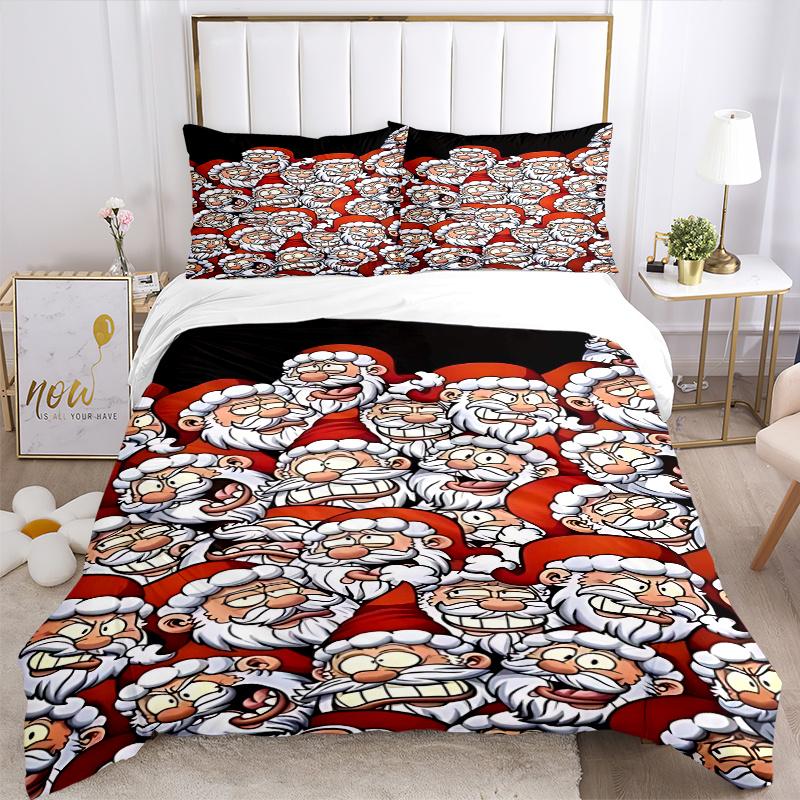 3pcs Christmas Santa Claus Bedding Set, Includes One Quilt Cover and Two Pillowcases (No Core), Festive Gift for Bedroom Decor