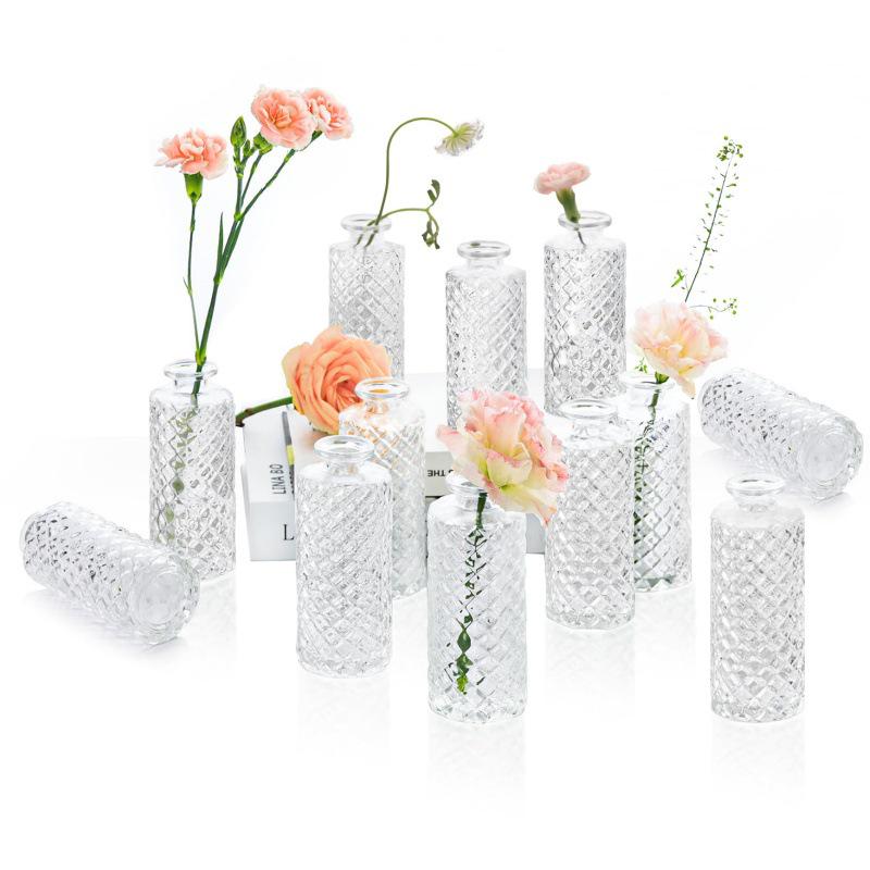 High-End Retro Glass Vase Set: Floor-Standing Transparent Ornaments In Soft Ins Style