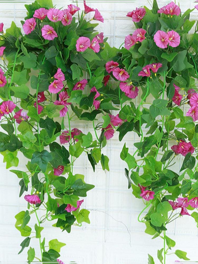 1 db művirág szimuláció rattan hamis növényi falra akasztható Morning Glory virág esküvői dekoráció