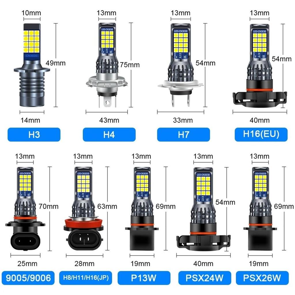 Hohota 2pcs H8 H11 9006 LED Fog Light Dual Color 3030 24SMD H16 Fog