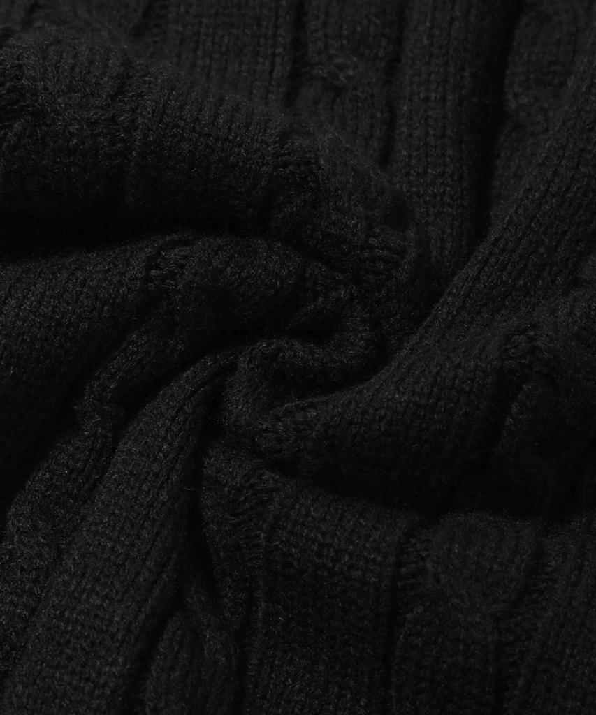 TRILLION Washable Half-Zip Collared Cable Knit (Pure Black)