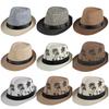 2025 New Korean Trendy Sun Hats British Top Hat Women's Men's Grometric Straw Hat Belt Jazz Hats Couple Beach Hat Fedoras Cap