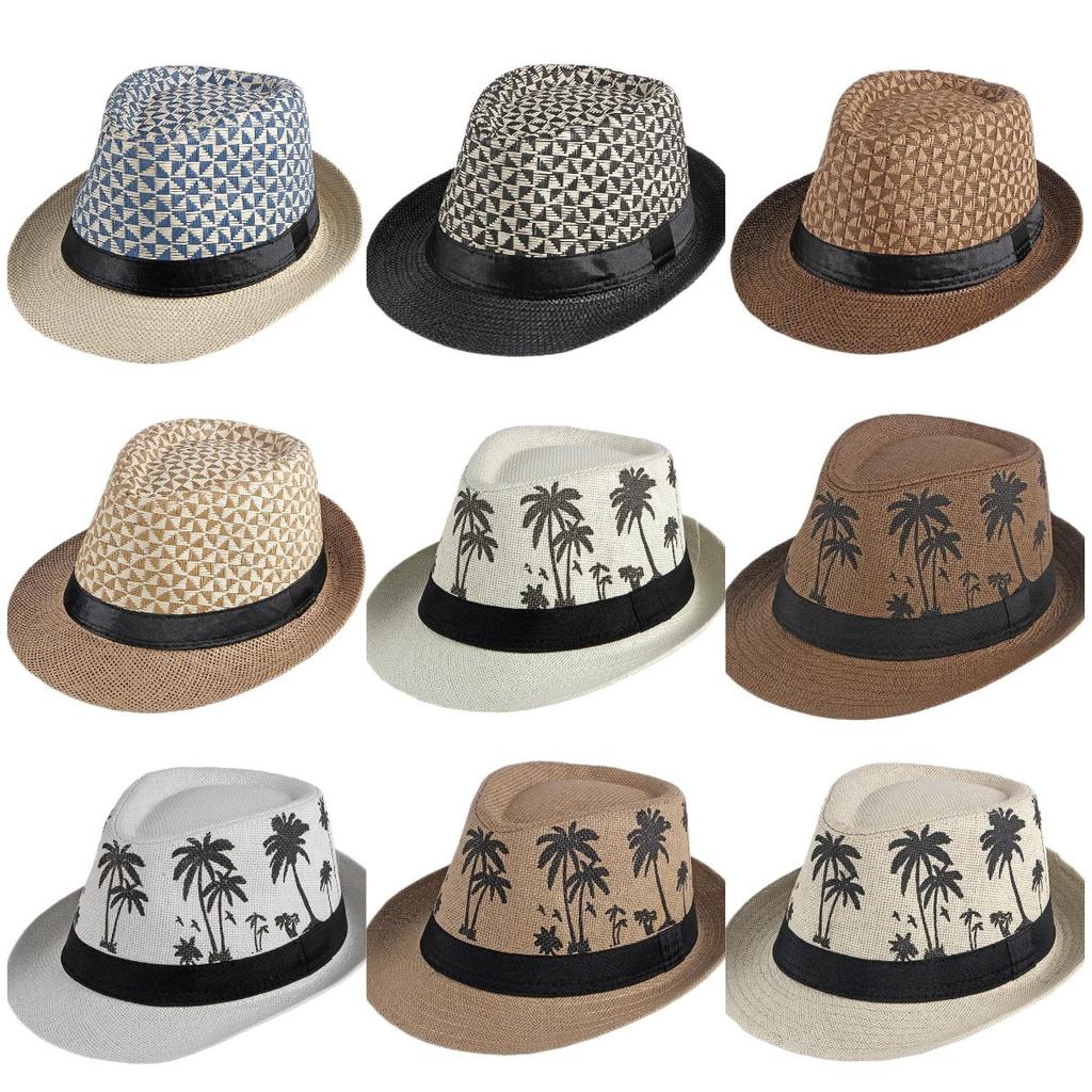 2025 New Korean Trendy Sun Hats British Top Hat Women's Men's Grometric Straw Hat Belt Jazz Hats Couple Beach Hat Fedoras Cap