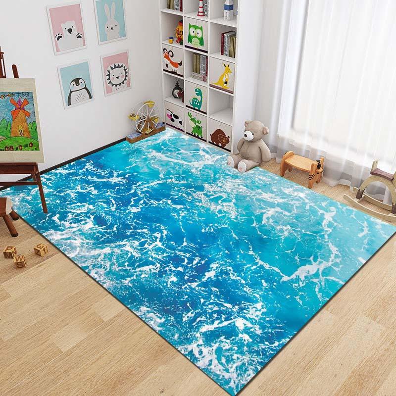 15 Sizes 3D Sea Floor Mat Rug Beach Waves Runner Carpet Kitchen Washable Non-slip Living Room Carpet Marine Bath Mat Absorbent