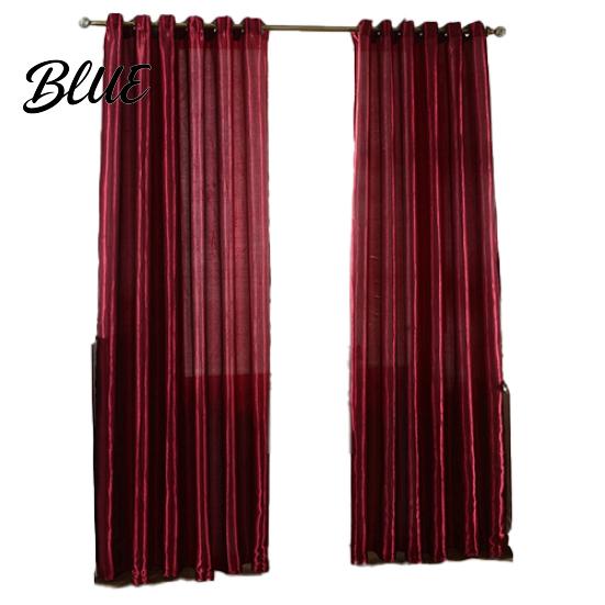 1Pc Through Rod Curtain Drape Door Color Panel Window Solid Room Blackout
