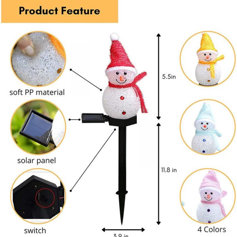 LED Snowman Solar Garden Light Outdoor Ground Stake Light Solar Powered Xmas Pathway Lights for Christmas Lawn Yard Decoration