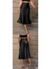 European & American Satin A-line Midi Skirt – Elegant Style, Polyester Fabric