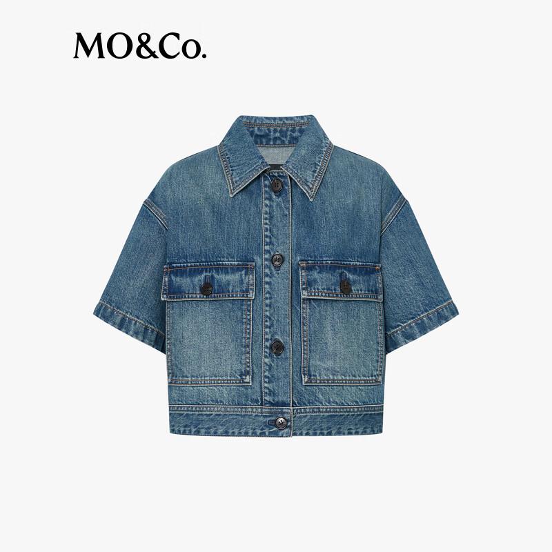 MO&Co. Women's Denim Short-Sleeve Jacket