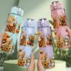 1PC Squirrel Pinecone Autumn Pattern 750ml Color Plastic Sports Water Bottle Leakproof Flip Straw Lid Suitable for Sports Office Home Use