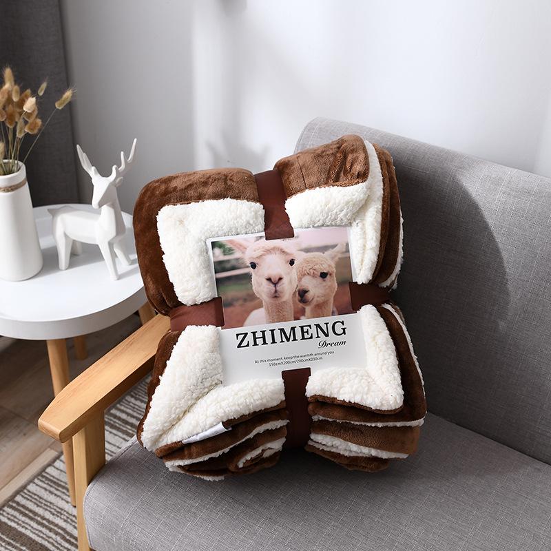 New Lamb Fleece Blanket - Solid Color, Double-Layer, Thickened Flannel for Children