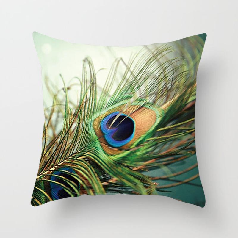 

Peacock print pillow decoration home car sofa cushion cover bed animal 16x16Inch