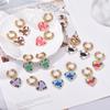 New Colorful Eye Love Heart Stainless Steel Hoop Earrings For Women Vintage Statement Enamel Gold Color Pendant Earrings Zircon