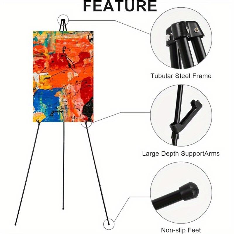 1PC Lightweight Black Metal Painting Easel Portable Adjustable Poster Stands Floor Tripod Collapsible Display Easel