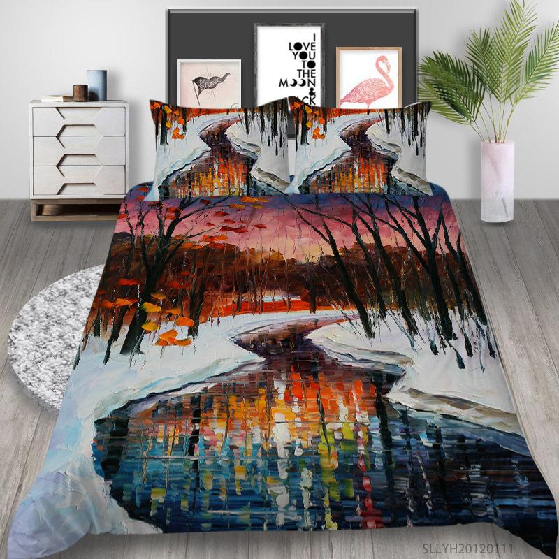 

Серия Масляная живопись Городской пейзаж Цифровая печать Пододеяльник Наволочка Набор из двух или трех предметов Полиэстер EU single 135*200