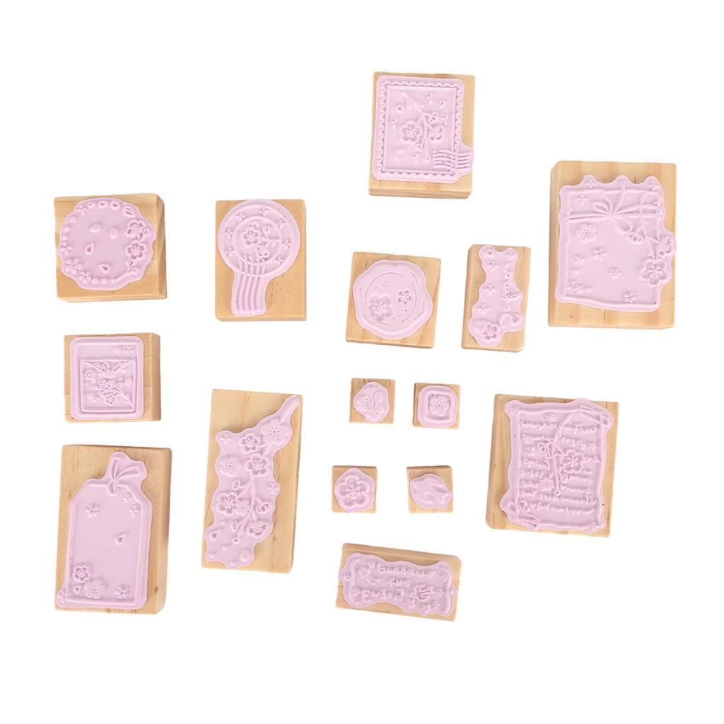Sello de Goma de Madera Delicado Set de Sellos Decorativos de Madera para Arte Manualidades Diario Scrapbooking Planificador Tarjetas de Letras